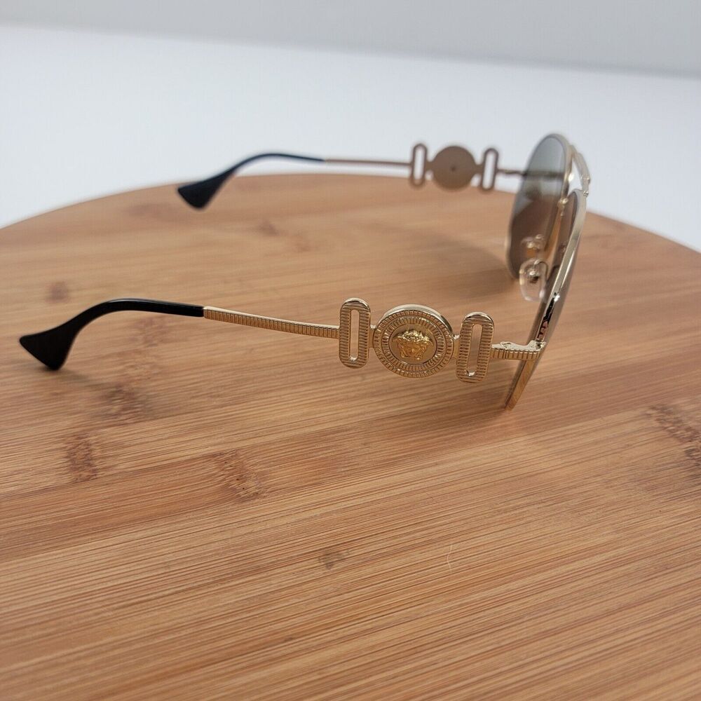 Versace Aviator Sunglasses VE2249 1002/7P Gold Metal Frame Gold Mirror Lens 65mm